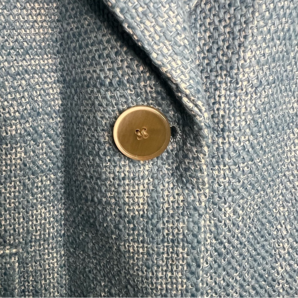 Talbots Womens Blazer Petite Sz 2 Tweed Linen Blend Preppy Blue Office Academia - Picture 2 of 10